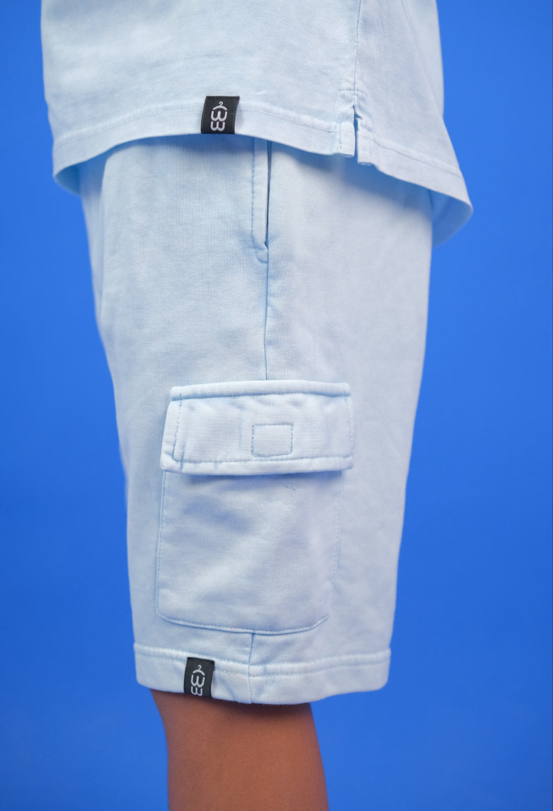 Baby blue Acid washed Cargo short