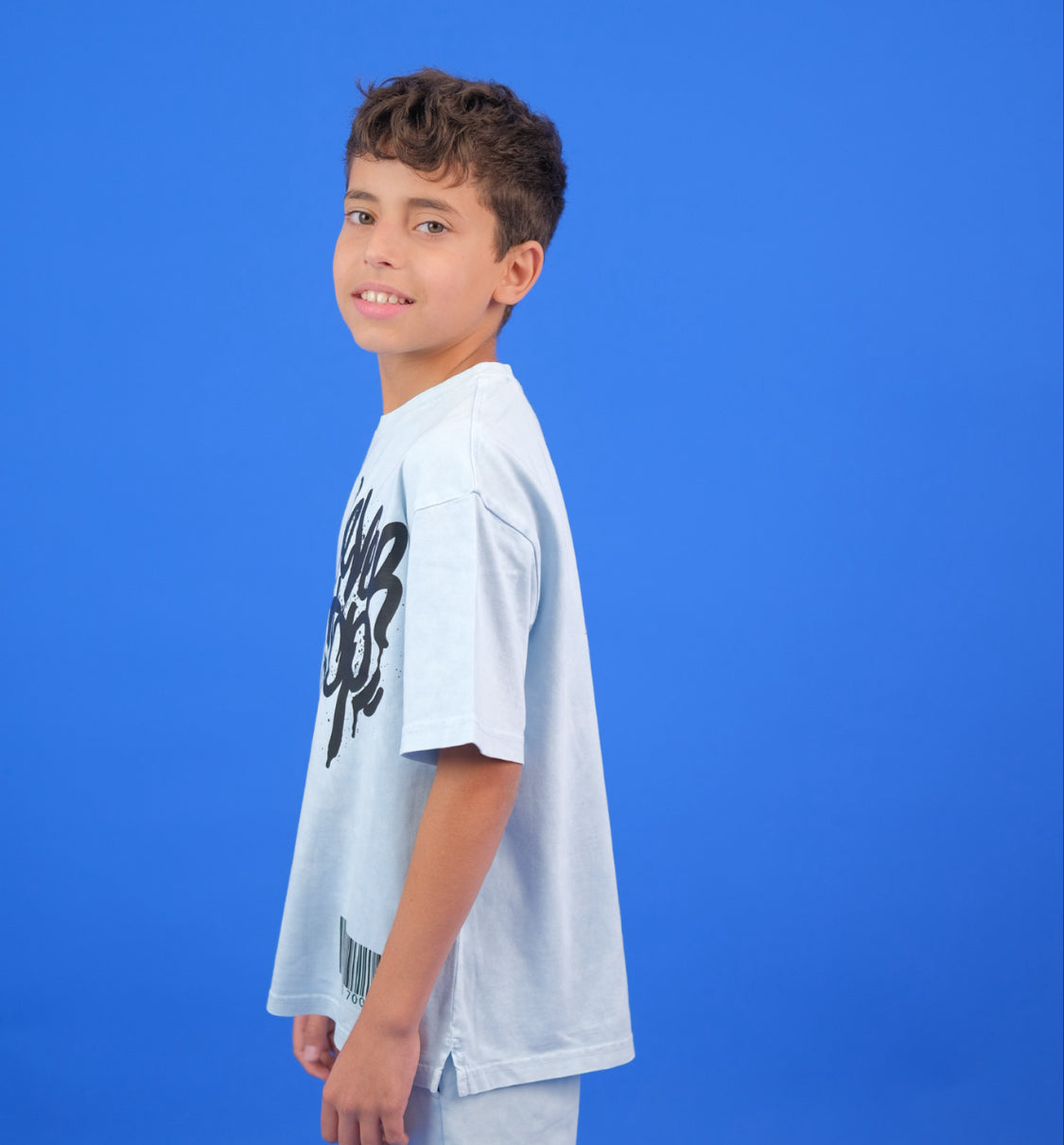 Baby Blue Acid Washed Never stop Tshirt