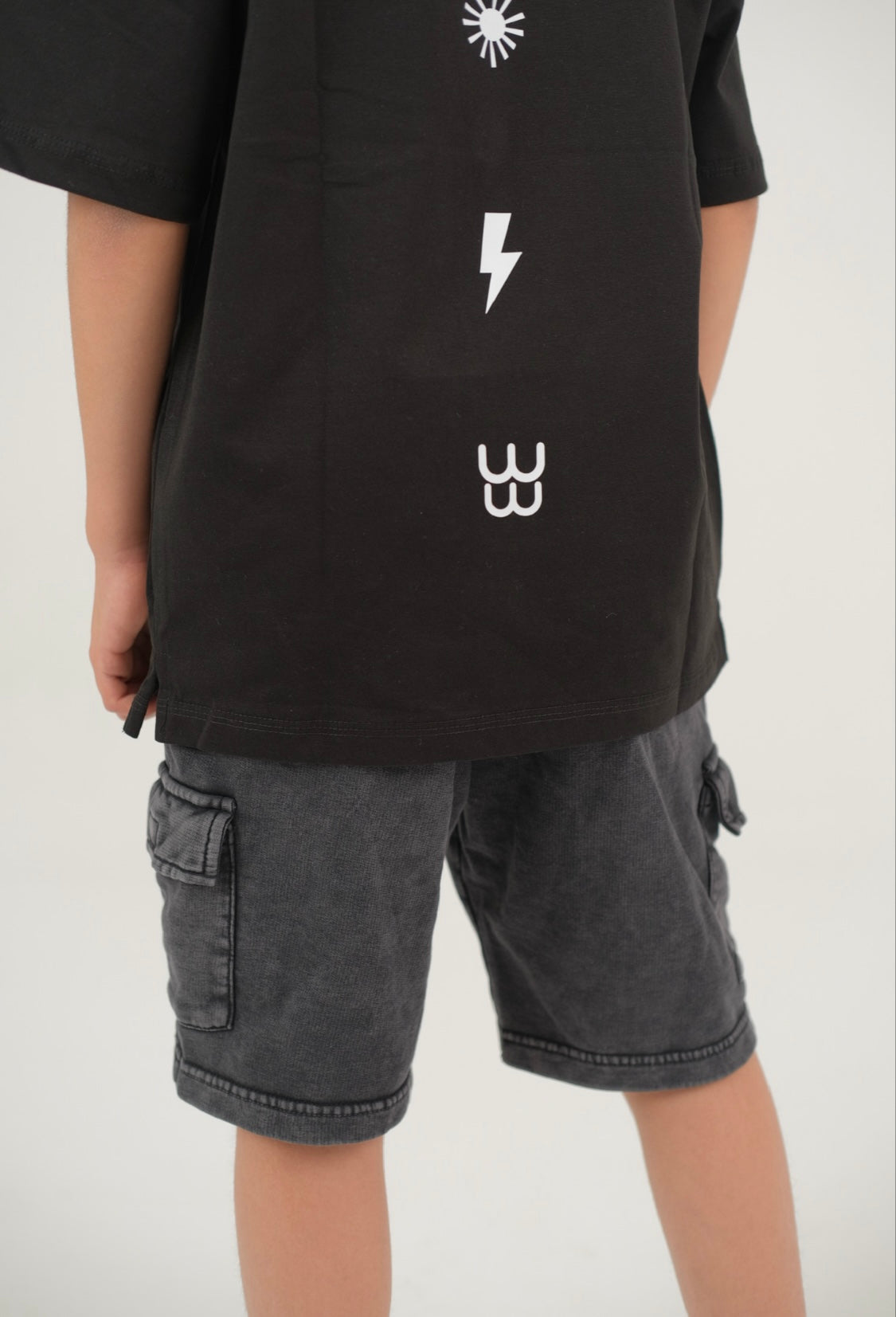 Black Acid Washed Cargo short