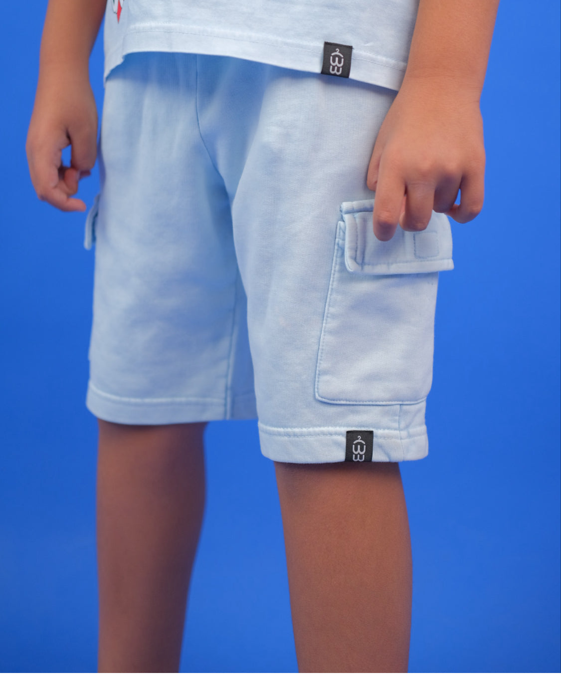 Baby blue Acid washed Cargo short