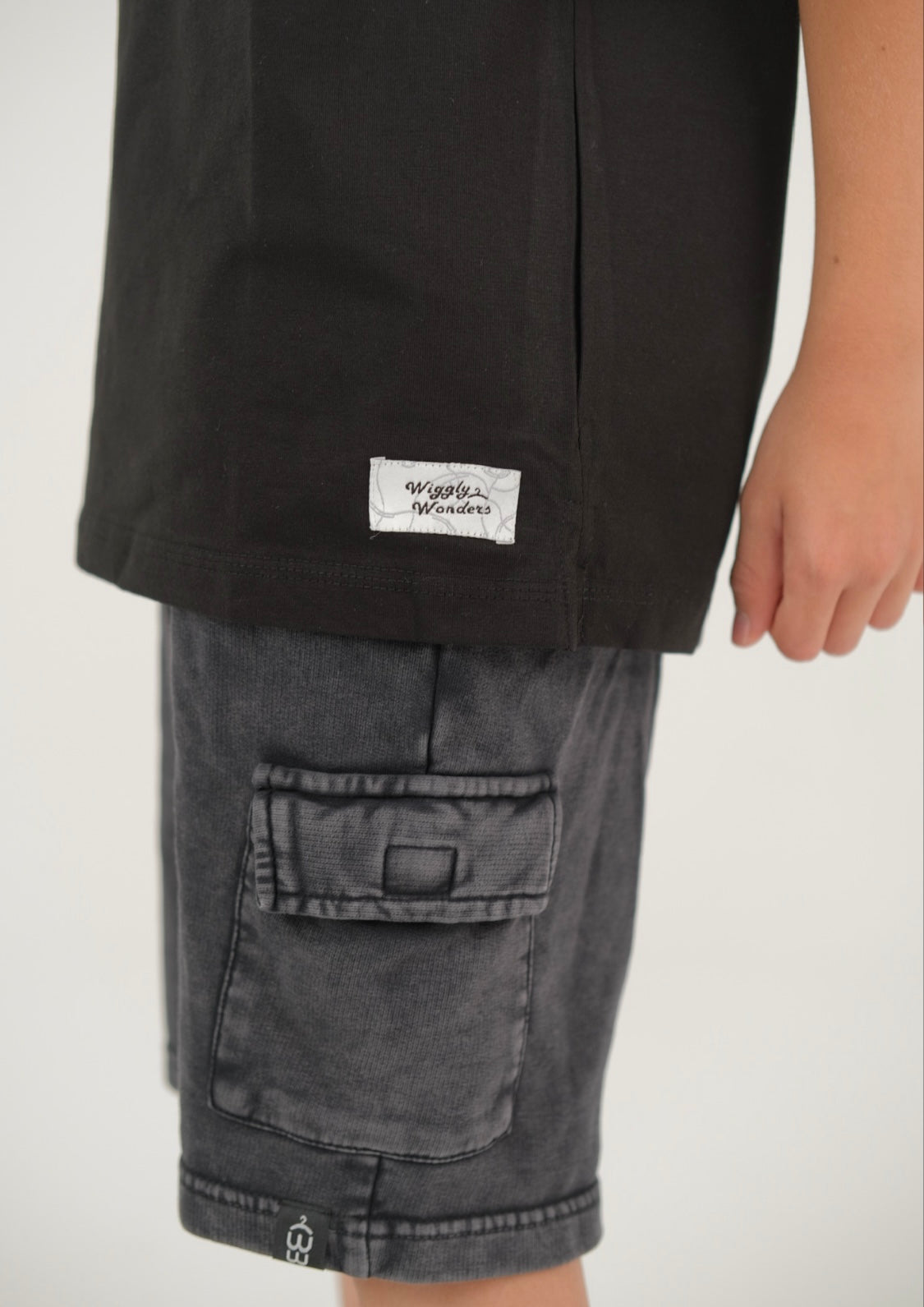 Black Acid Washed Cargo short