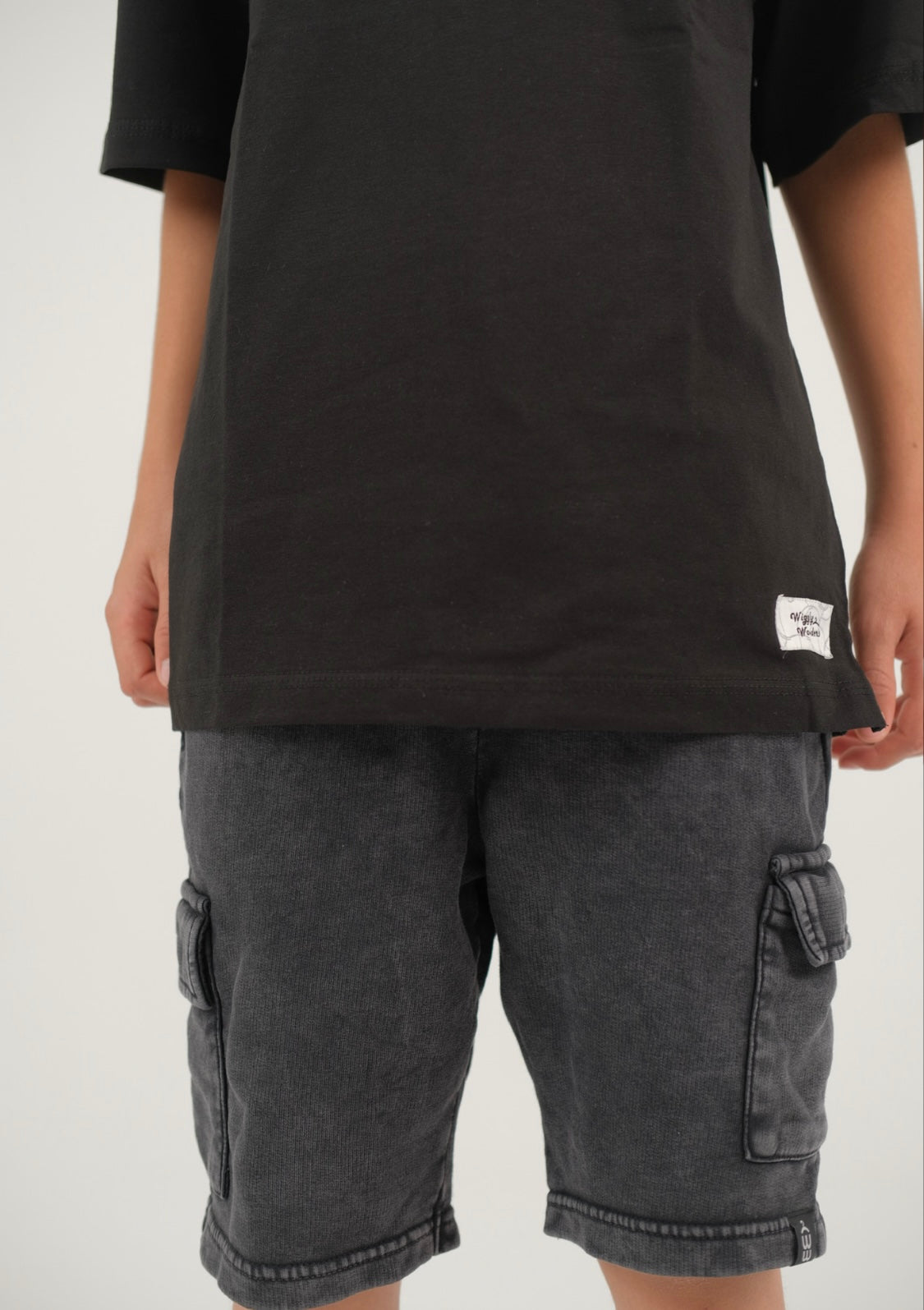 Black Acid Washed Cargo short