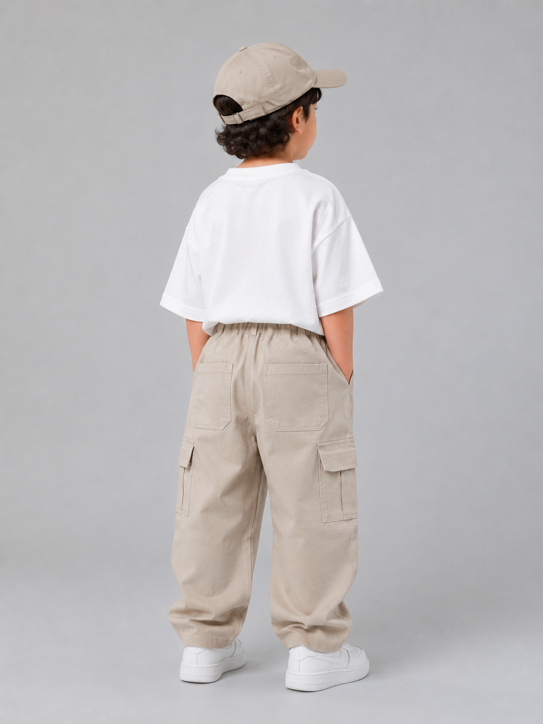Beige Gabardine Cargo Pants