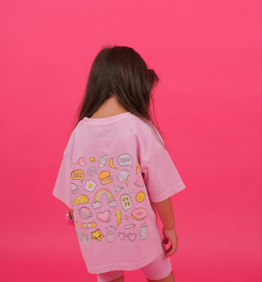 Pink Acid washed groovy Tshirt