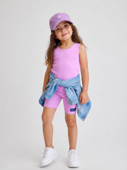 Pink Ribbed Biker Short