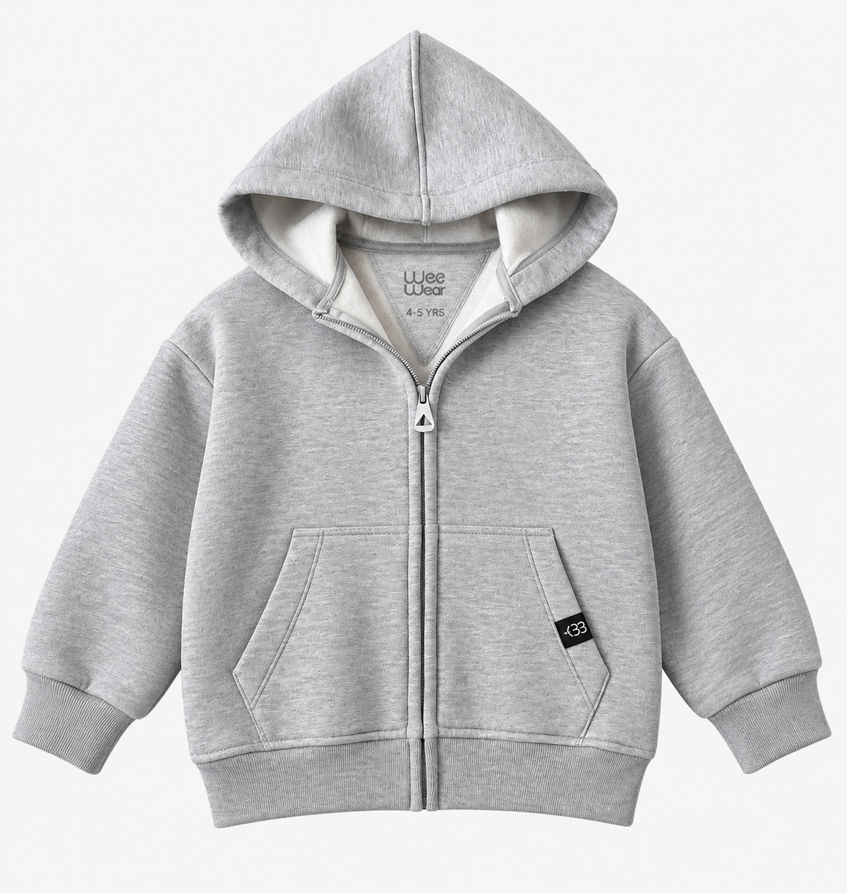 Grey fleece zipper Hoodie