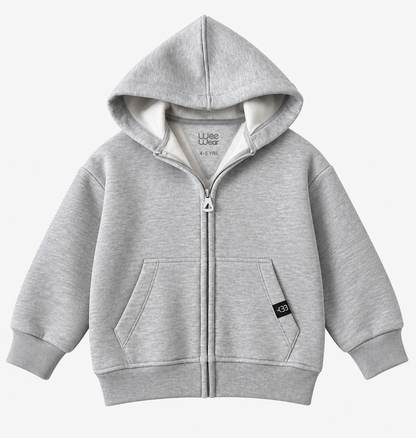 Grey fleece zipper Hoodie