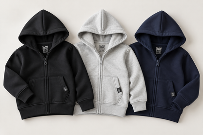 Grey fleece zipper Hoodie