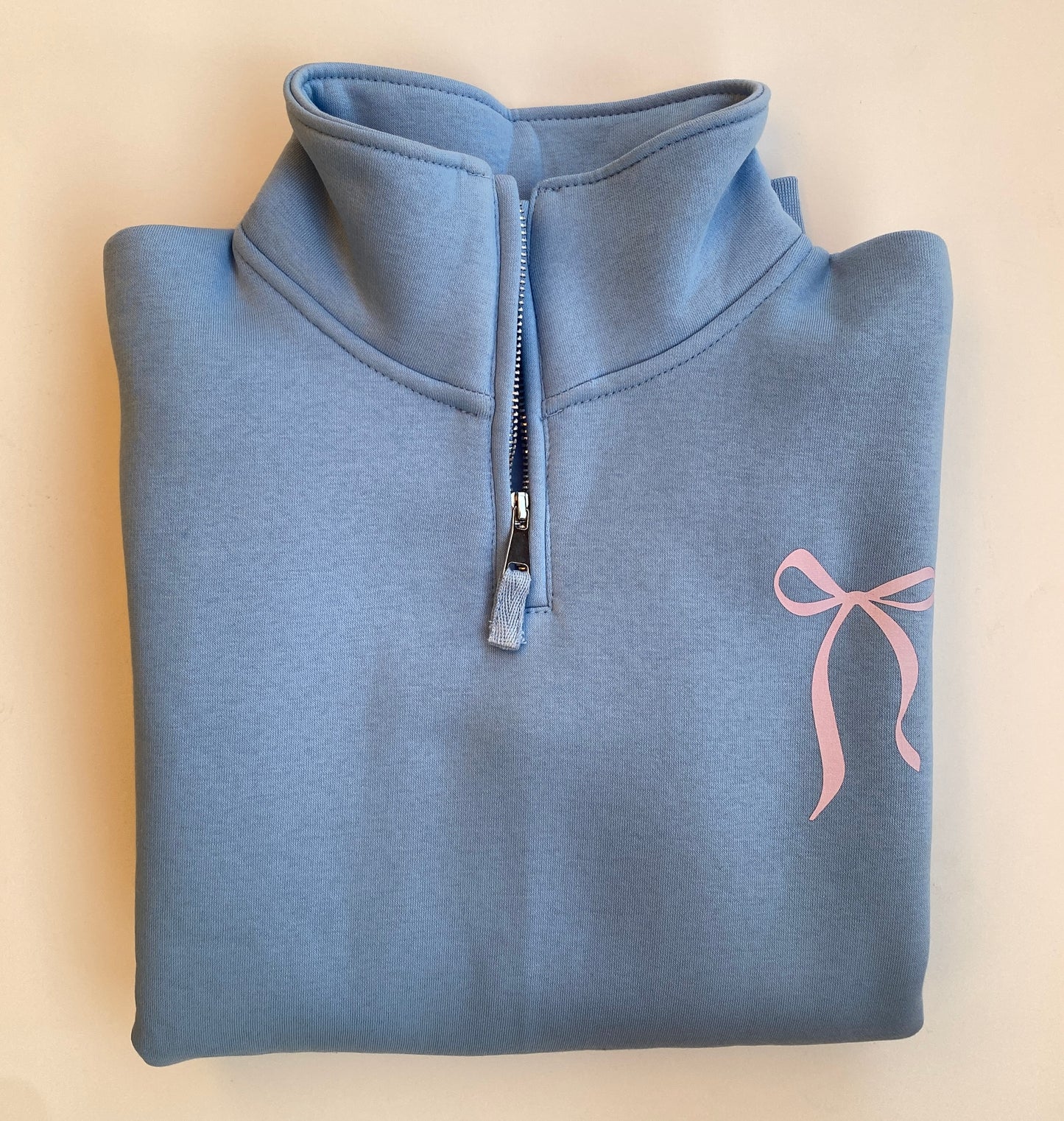 Pink Bow quarter zipper hoodie