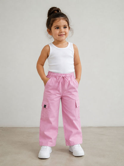 Pink Gabardine Wide Leg Pants