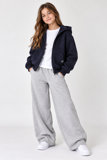 Navy fleece zipper Hoodie