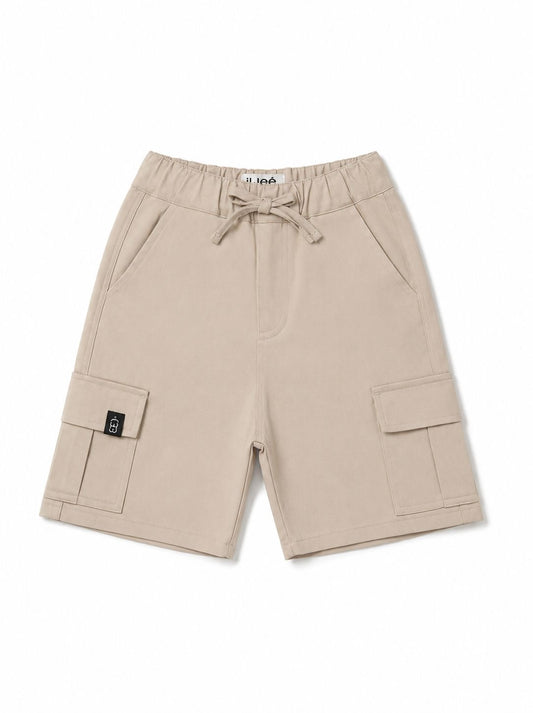 Beige Gabardine Cargo Short