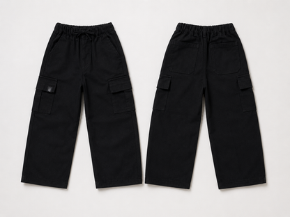 Black Gabardine Cargo pants