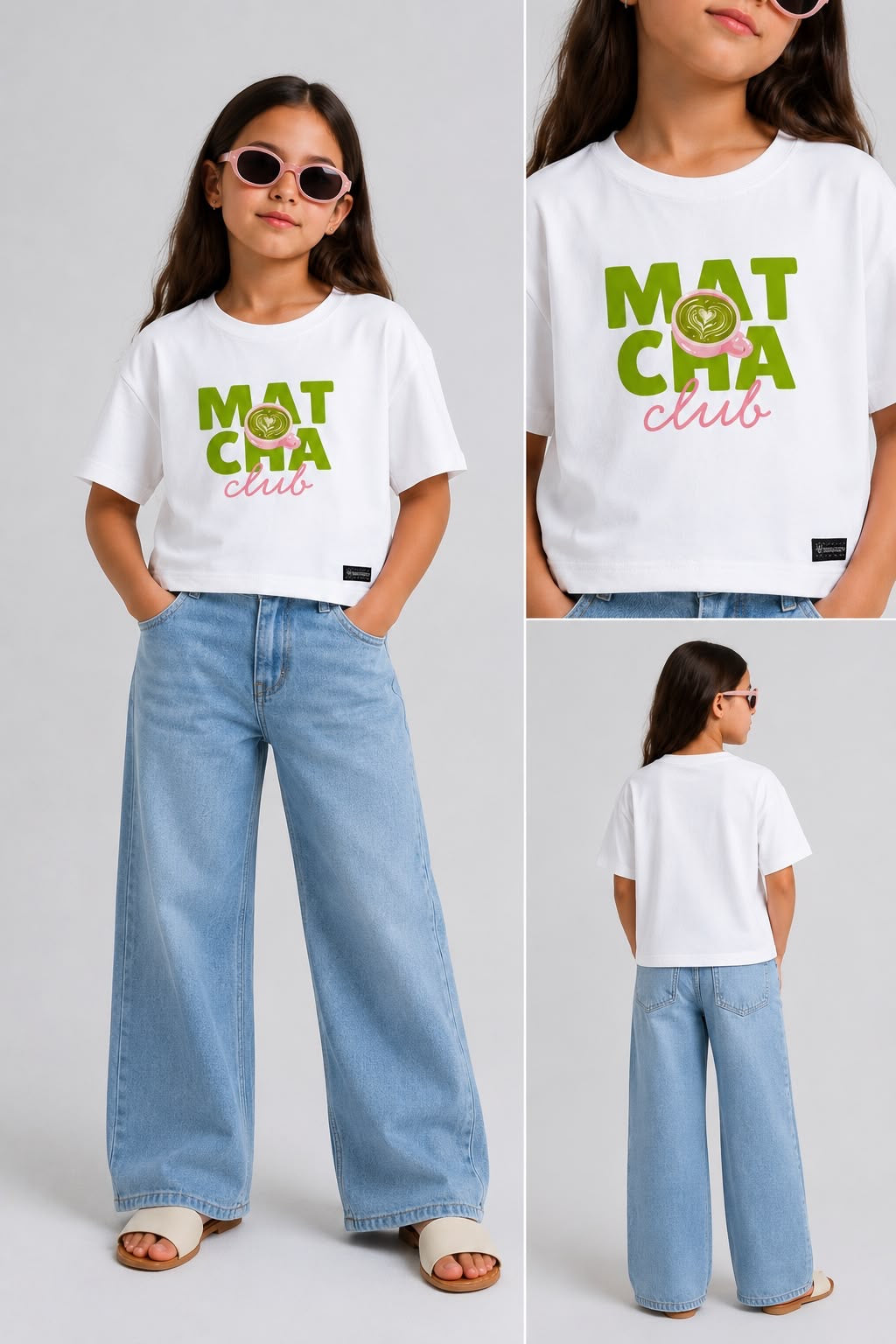 Boxy fit Off-white Matcha T-Shirt