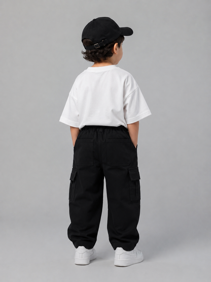 Black Gabardine Cargo pants