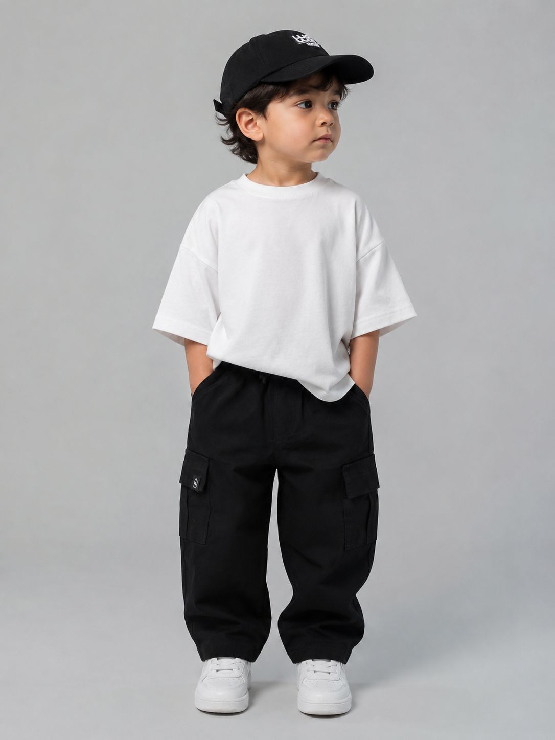 Black Gabardine Cargo pants