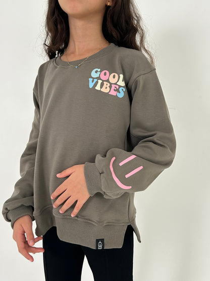 Olive Good Vibes Sweatshirt
