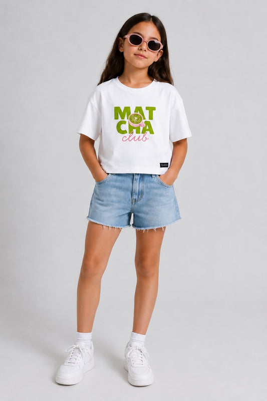 Boxy fit Off-white Matcha T-Shirt