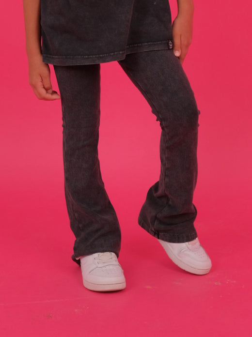 Black Acid washed flare pants