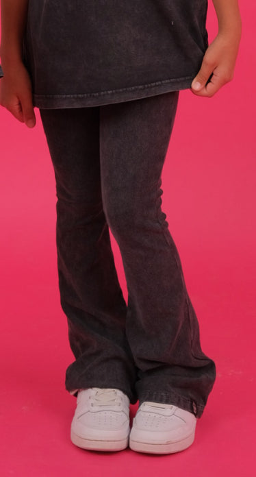 Black Acid washed flare pants