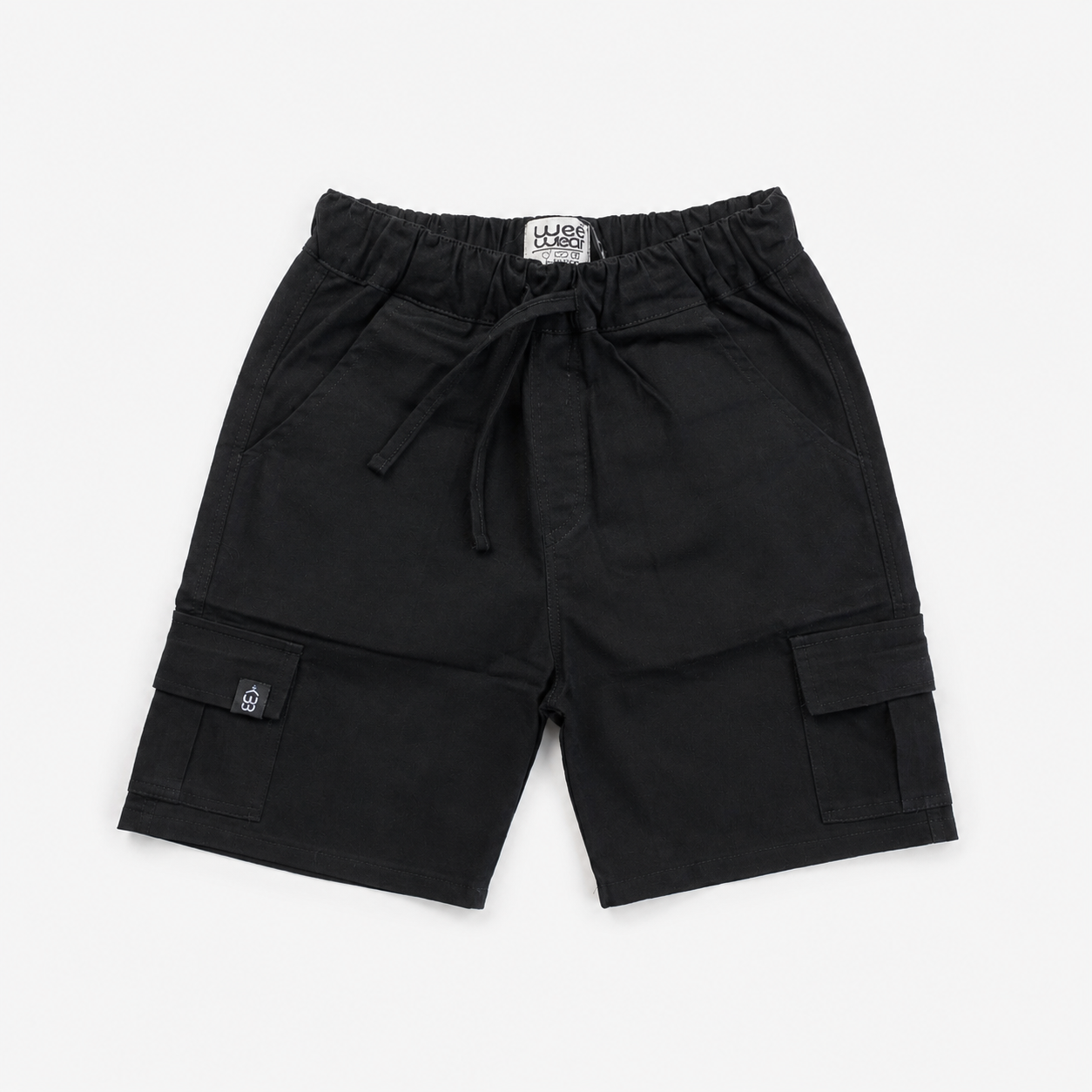 Black Gabardine Cargo Short