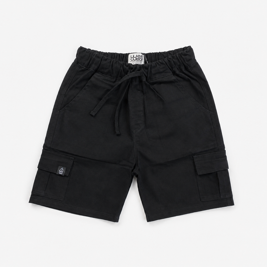 Black Gabardine Cargo Short