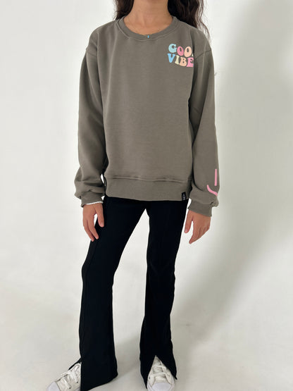 Olive Good Vibes Sweatshirt