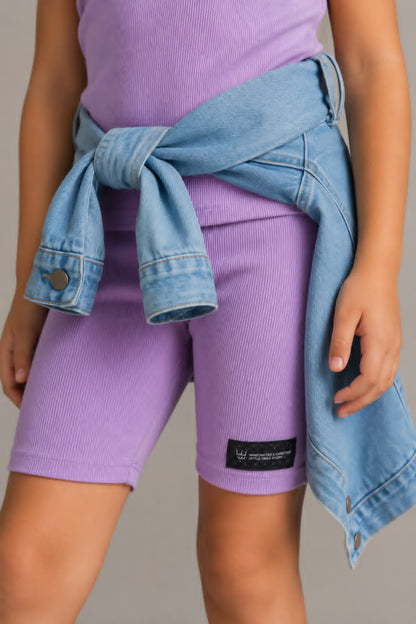 Lilac Ribbed Biker Short